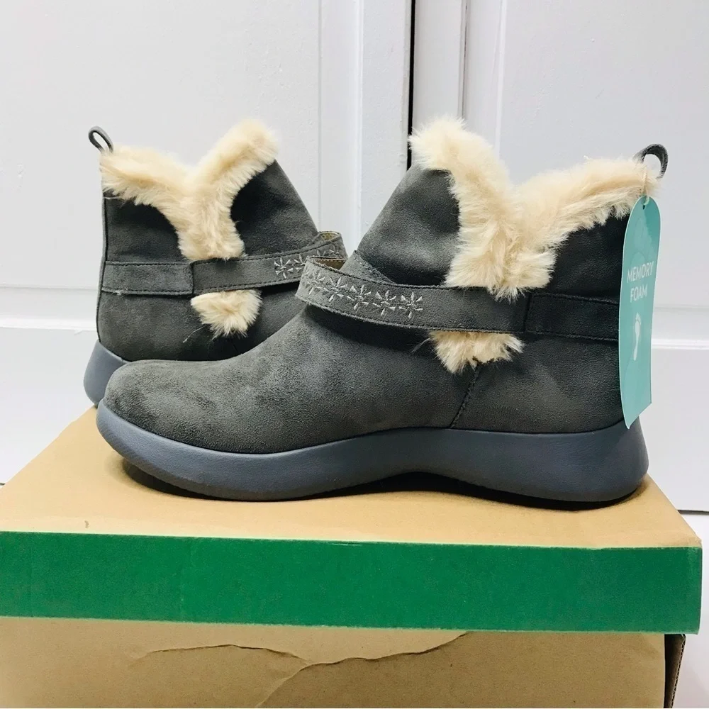 JAMBU Gray Faux Fur Ankle Boots Size 8